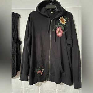 Torrid size 2x Jacket and top. Pretty Embroidered knit jacket and black top